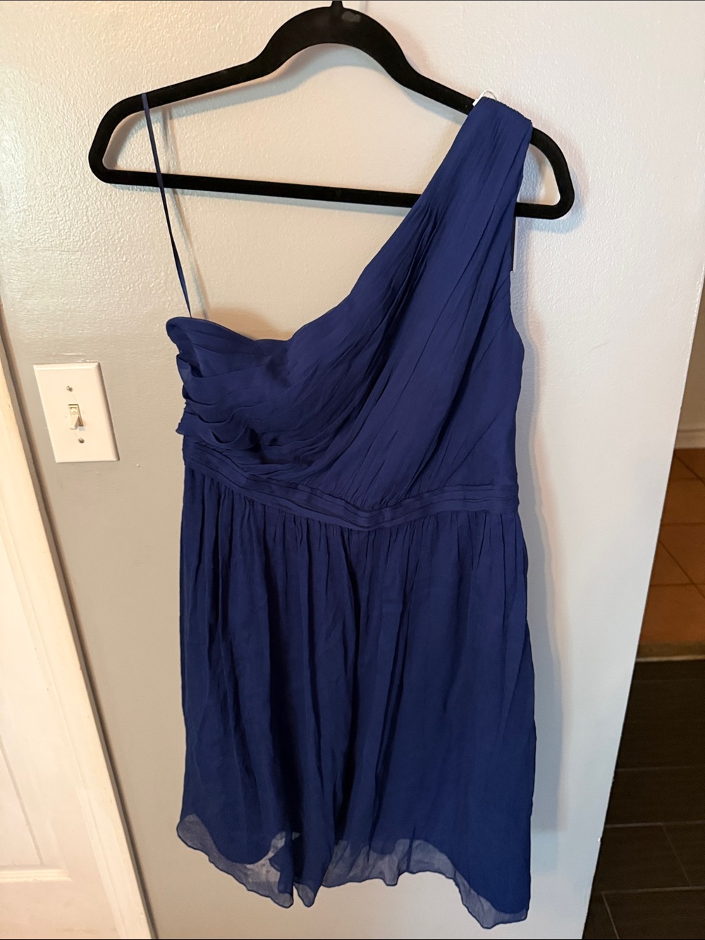 J. Crew One-Shoulder Royal Blue Chiffon Dress